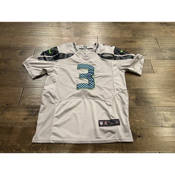 Nike Elite Mens Gray Authentic Russell Wilson #3 Seattle Seahawks Jersey Size 40 - Picture 2 of 10